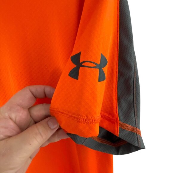 Under Armour Men's Orange Gray Combine Training Shirt L Regular Performance - Picture 7 of 10